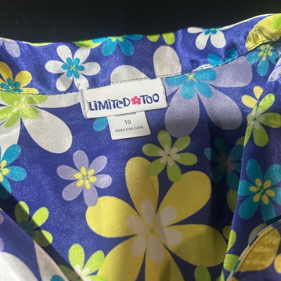 Vintage Limited Too Y2K Girls Pajama Set Size Large 10 Floral 60s Print Silky PJ - Picture 4 of 7